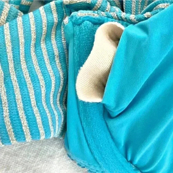 Andie Swim Bikini Gold Stripe Bikini Splash/Bermuda Top S/ Classic Bottom M - Picture 10 of 15